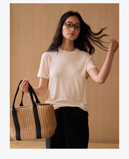 Women's Round-Neck T-Shirt – Slim-Fit Silky Base Top