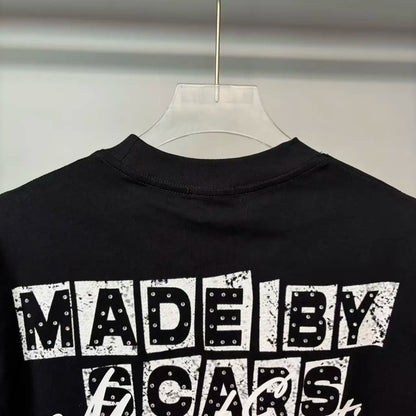 141# New fashion trend brand MIXEDEMOTION printing Shirt Streetwear Cotton Loose Round Neck Oversized Tee Top men t-shirt