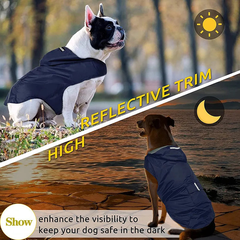 Dog Raincoat Waterproof Hoodie Jacket Rain Poncho Pet Rainwear Clothes with Reflective Stripe for All Sizes Big Puppies