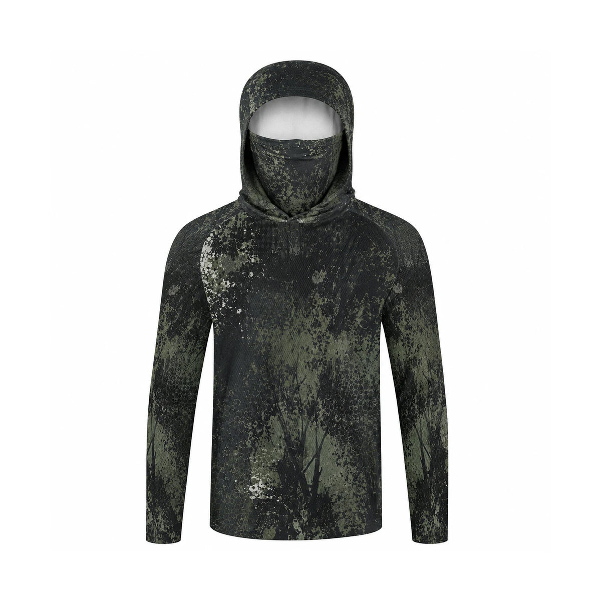 Men's Hooded Fishing Shirt with Face Mask UPF 50+ Sun Protection Long Sleeve Outdoor Performance Hoodie