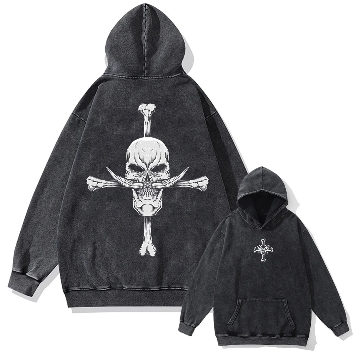 Japanese Anime One Piece Print Pullover Men Washed Hoodie Sweatshirt Cotton Harajuku Streetwear Vintage Hooded Hoodie Unisex
