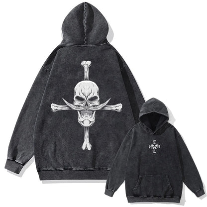 Japanese Anime One Piece Print Pullover Men Washed Hoodie Sweatshirt Cotton Harajuku Streetwear Vintage Hooded Hoodie Unisex