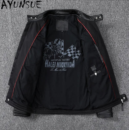 Mens Leather Jacket Autumn Men Clothing Handsome Motorcycle Jackets Two Colors Short Coats Kurtka Męska Skórzana Slim