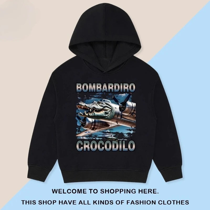 Kids Cartoon Hooded Sweatshirt - Classic Tung Tung Mountains and Seas Design - ZOOMNSTORE