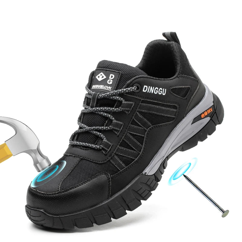 Safety Work Boots Steel Toe Anti-smash Anti-puncture Indestructible Work Shoes for Men Women, Lightweight Breathable Non-slip Wear Resistant Rubber Sole Industrial Construction Protective Footwear, Shock Absorbing Comfort Ins