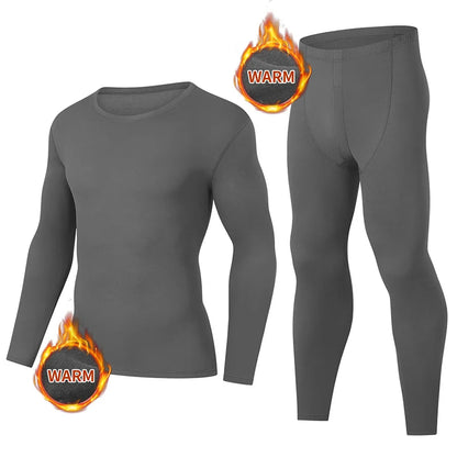 Men's Autumn/Winter Warm Underwear Set Solid Color Multi Color Round Neck Long Sleeve Top Letter Elastic Waist Casual Pants