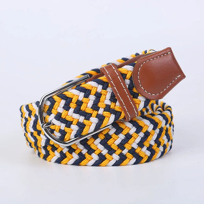 Unisex Stretch Jeans Belt - Casual Knitted Woven Canvas Pin Buckle