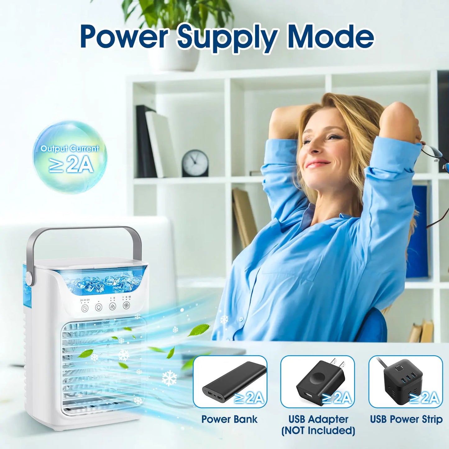 3 In 1 Fan AIr Conditioner Household Small Air Cooler LED Night Light Portable Humidifier Air Adjustment Fan Office Home Fan