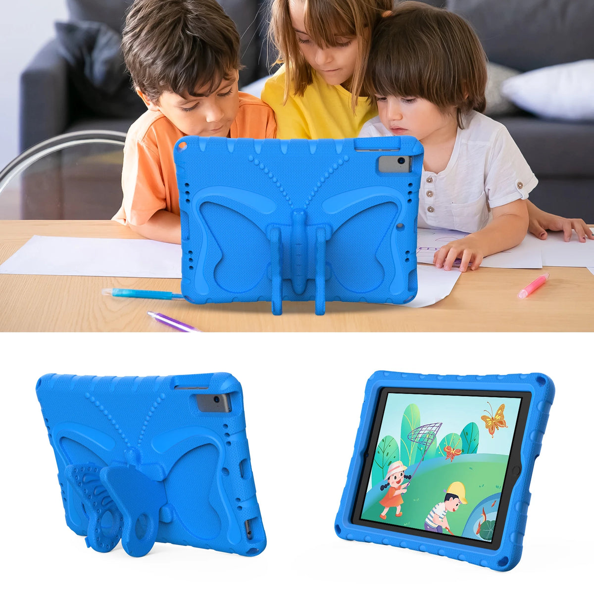 Cute Butterfly Kids Case For IPad 10.2 7th 8th 9th IPad Air3 Pro 10.5 Air 4 5 10.9 Pro 11 Shockproof Lightweight Case with Stand