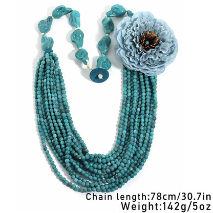 Statement Boho Multi-layer long Necklace Handmade for Women Wedding Party Jewelry