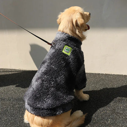 Big Dog Winter Jacket - Lambs Wool Coat for Large & Medium Dogs | Windproof, Thick Warm Pet Apparel
