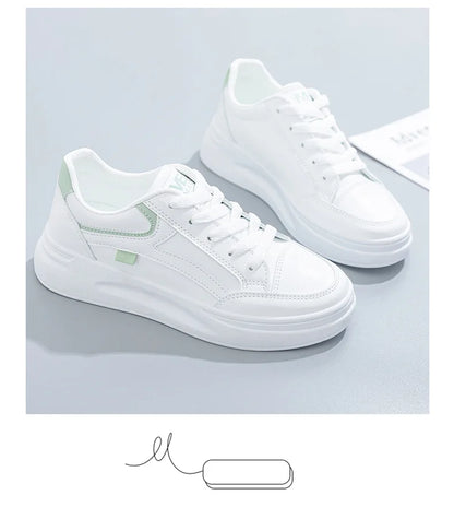 Outdoor Women Walking Shoes Skateboarding Shoes Women Sneakers PU Leather Lace-Up Breathable Jogging Casual Sneakers De Mujer
