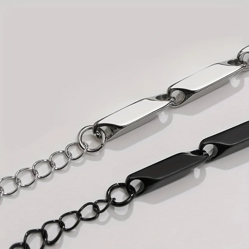 1pc Fashion Men's Titanium Steel Bracelet, Quenched Bamboo Leaf Chain Fashion Versatile Bracelet For Men And Women