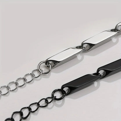 1pc Fashion Men's Titanium Steel Bracelet, Quenched Bamboo Leaf Chain Fashion Versatile Bracelet For Men And Women