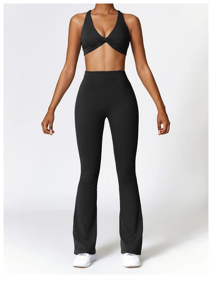 New Yoga Pants Flare Leggings Women High Waist Wide Leg Pants Women Gym Fitness Sports Flared Pant Dance Trousers V-shaped Hip