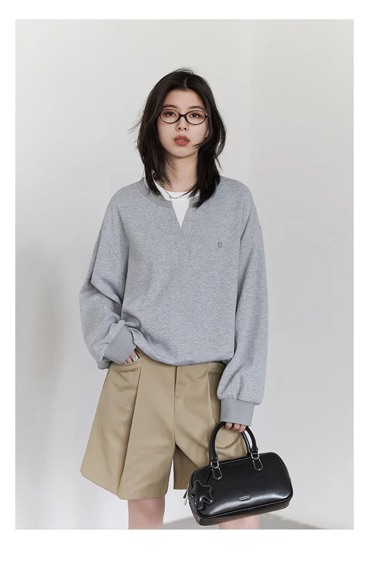 CHIC VEN Korean Women Sweatshirts Loose Casual New Contrast Splicing Hoodie Female Top Woman T Shirt Pullover Spring Autumn 2025
