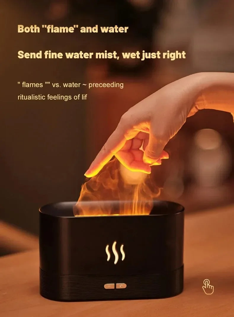 LED Ultrasonic Humidifier with Colorful Flame and Essential Oil Diffuser - ZOOMNSTORE