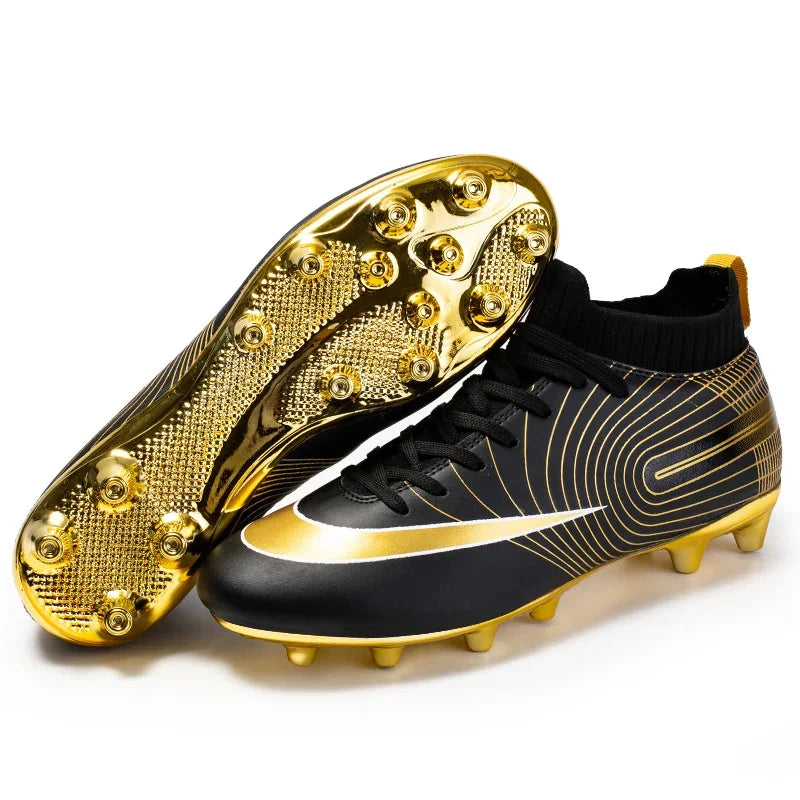 Men Football Boots – Lightweight Leather Soccer Shoes With Ankle Support Cleats