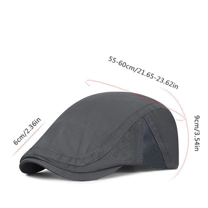 Summer Quick-Drying Thin Beret Men Women Sun Shade Newsboy Cap Breathable Mesh Peak Caps Adjustable Sun Shade Beret Hats