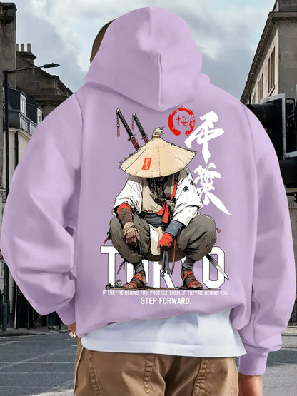 Japan Style Men Women Pullover Hoodie Street Casual Harajuku Retro Art Swordsman Sports Y2K Autumn Winter Sweatshirt Top Clothes