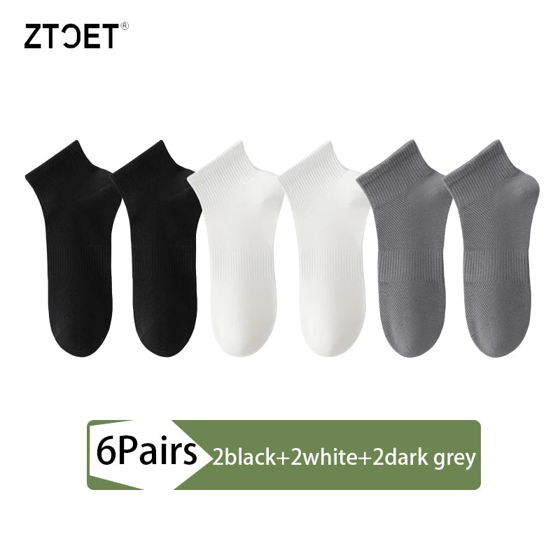 High Quality 6Pairs Men Socks Short Combed Cotton Mesh Breathable Odor proof and antibacterial Spring Summer for Male sock New