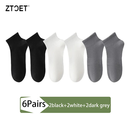 High Quality 6Pairs Men Socks Short Combed Cotton Mesh Breathable Odor proof and antibacterial Spring Summer for Male sock New