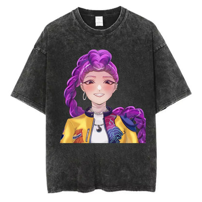 Kpop Anime T Shirt - Oversized Vintage Cotton Knit Tee | Breathable Casual Top