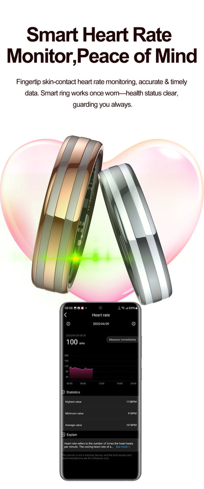 Fashion Smart Ring Health Monitor Sleep Tracker Step Calorie Counter Lightweight Waterproof Smart Jewelry Gift