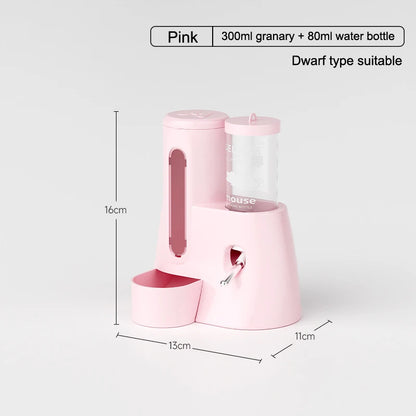 2In1 Hamster Feeder And Waterer Large Capacity Leakproof Automatic Feeder Food Water Dispenser Leak Proof Food Feeding Supplies