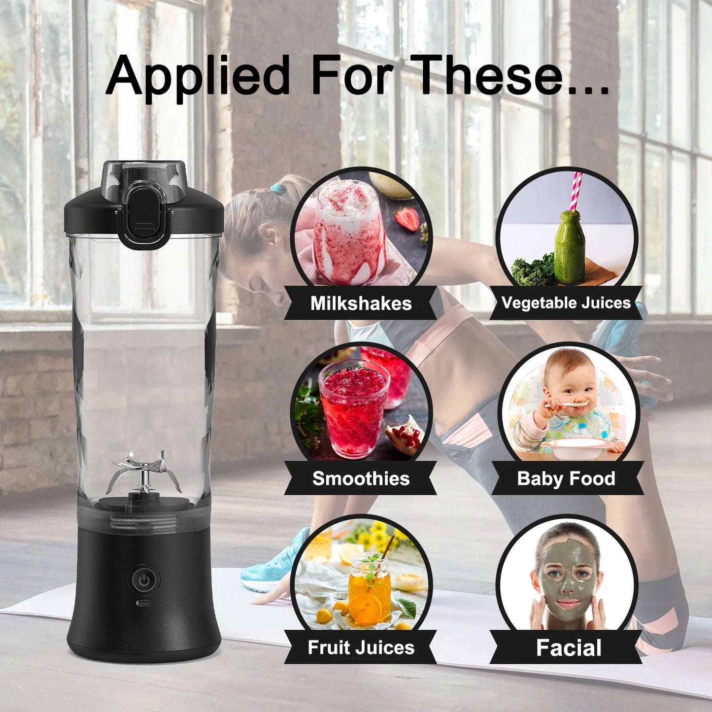 Portable USB Juicer Blender - 600ml Electric Fruit Smoothie Maker