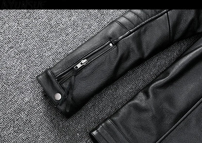 Mens Leather Jacket Autumn Men Clothing Handsome Motorcycle Jackets Two Colors Short Coats Kurtka Męska Skórzana Slim