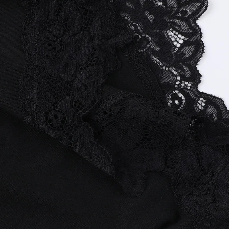 AltGoth Gothic Punk Camis Women Streetwear Harajuku Y2k Grunge Graphic Bat Printed Lace Patchwork Crop Tank Top with Chain Femme