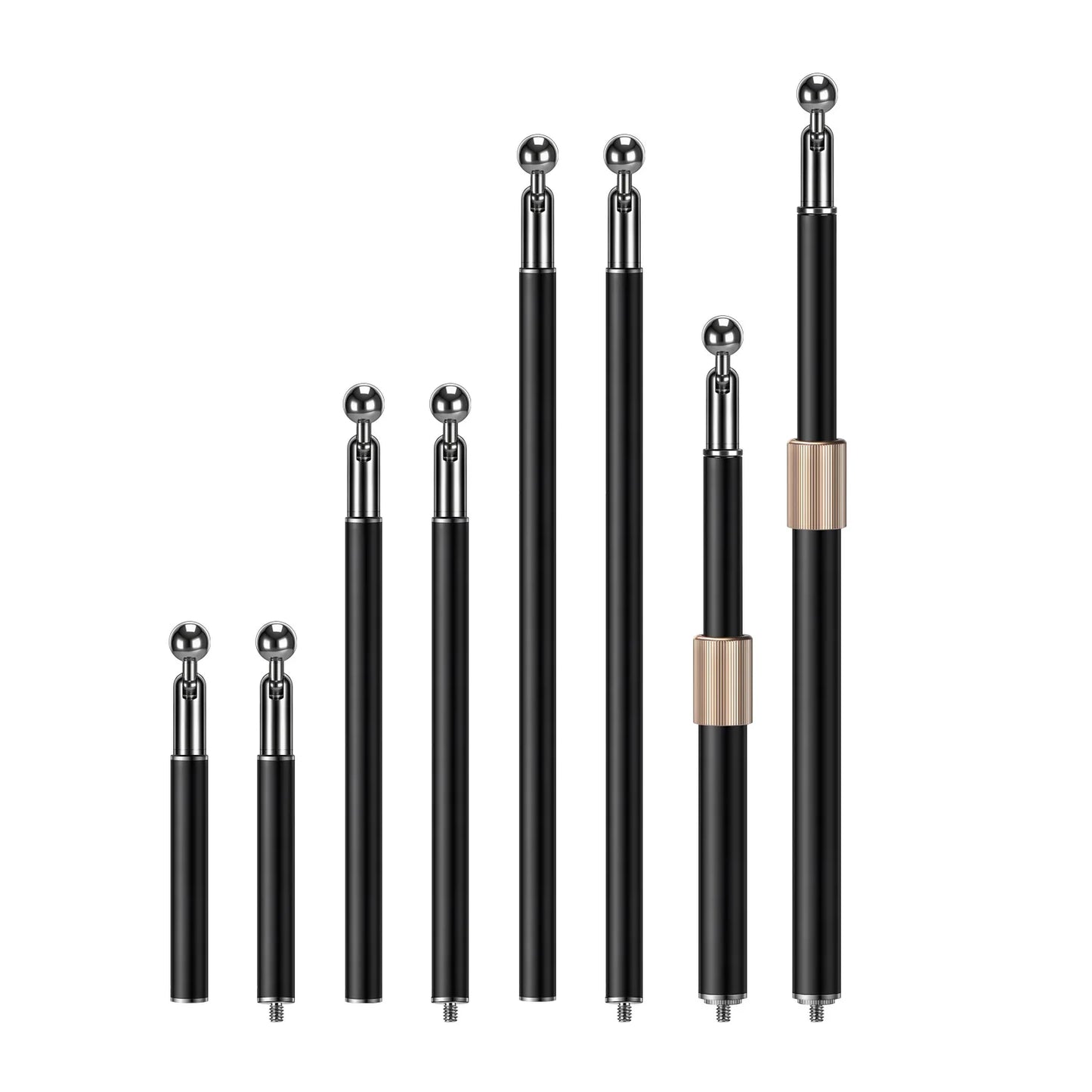 Metal Tube Extendable Rod Selfie Stick Monopod Extention Pole Stand Holder with 1/4inch Screw Ball Head for Mobile Phone Cameras