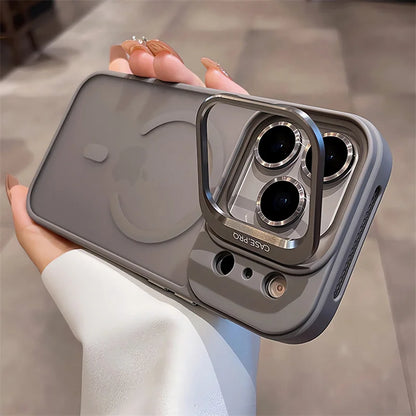 Magnetic Official Matte Color For Magsafe Case For iphone 17 Air 16 15 14 13 12 11 Pro Max Wireless Charging Lens Stand Cover