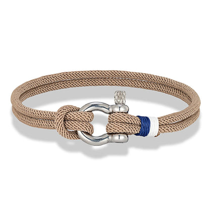 MKENDN Navy Blue Braided Rope Bracelet Stainless Steel Mini Horseshoe Shackle with Screws Bracelets for Men Women Couple Jewelry
