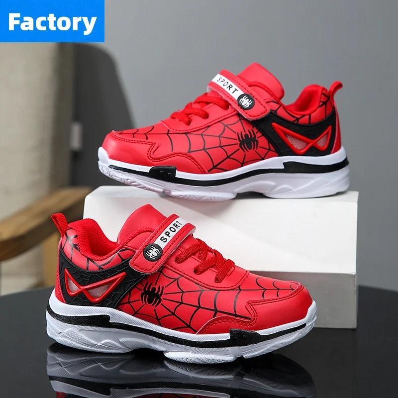 Brand Kids Cartoon Spider Sneakers Boys Comfortable Sports Shoes Outdoor Non-slip Tennis Shoes Lightweight Casual Running Shoes