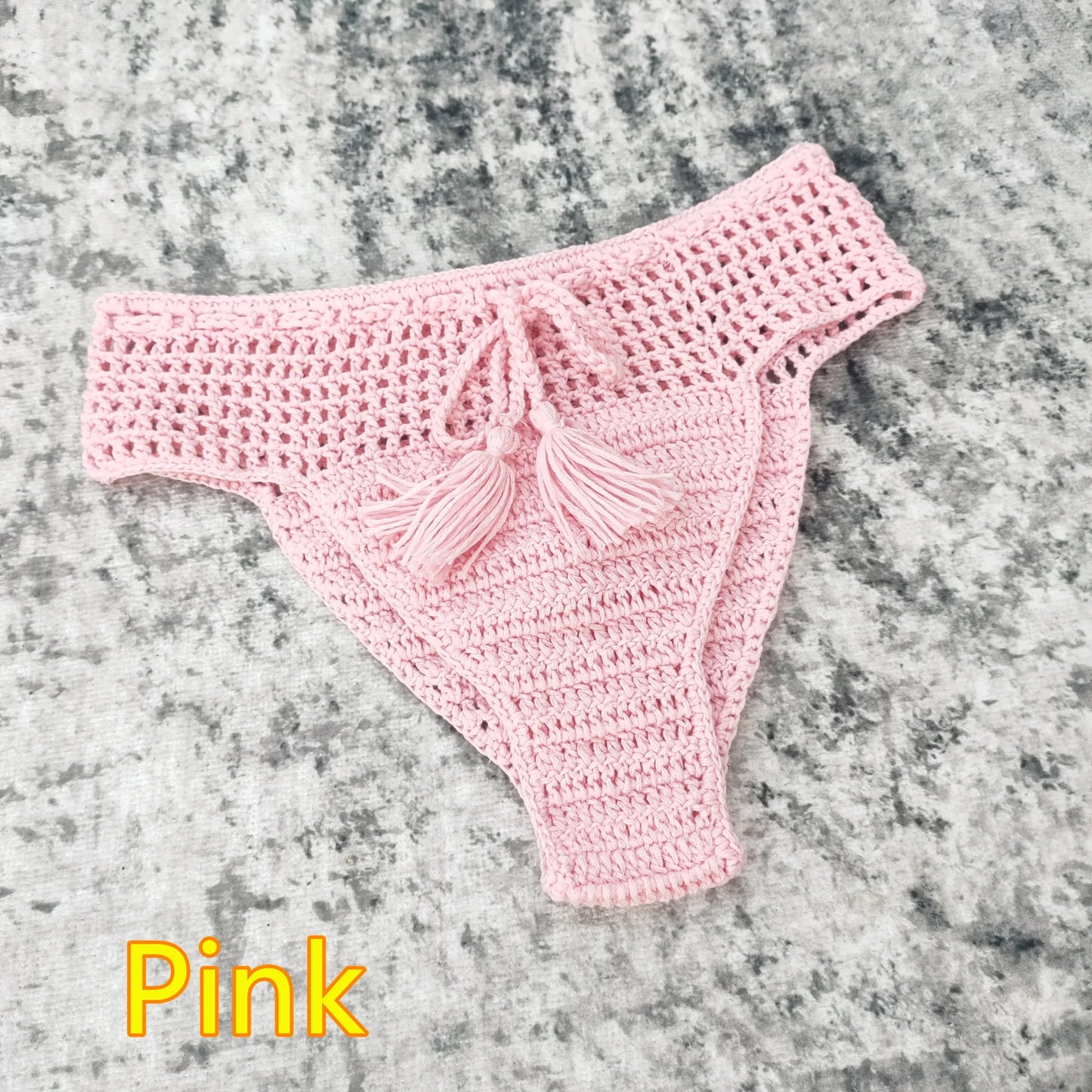6 Color Hand Crochet Bikini Bottom Shorts Beach Women Tassel Swim Brief