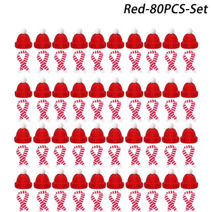 Mini Christmas Hat and Scarf Set - DIY Holiday Party Decoration