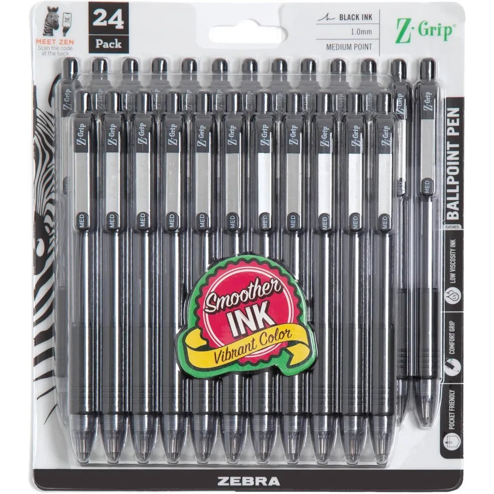 Retractable Ballpoint Pens Smooth Writing Black Ink 1.0mm Medium Point for School Office Note Taking Journal Planner Supplies 24 Pack