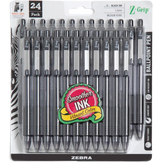 Retractable Ballpoint Pens Smooth Writing Black Ink 1.0mm Medium Point for School Office Note Taking Journal Planner Supplies 24 Pack