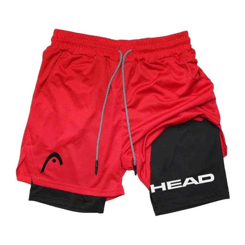 Head Running Shorts Men Fitness Gym Training 2-in-1 Fashion Versatile Sports Quick Dry Workout Jogging Double Deck Summer Short