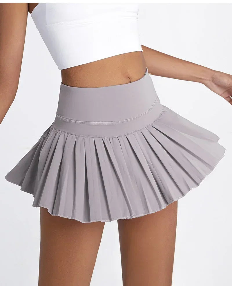 Cloud Hide Safe Tennis Skirts XS-XXL Gym Golf Running Pleated Pantskirt SEXY Women Sports Fitness Shorts Pocket High Waist Skort