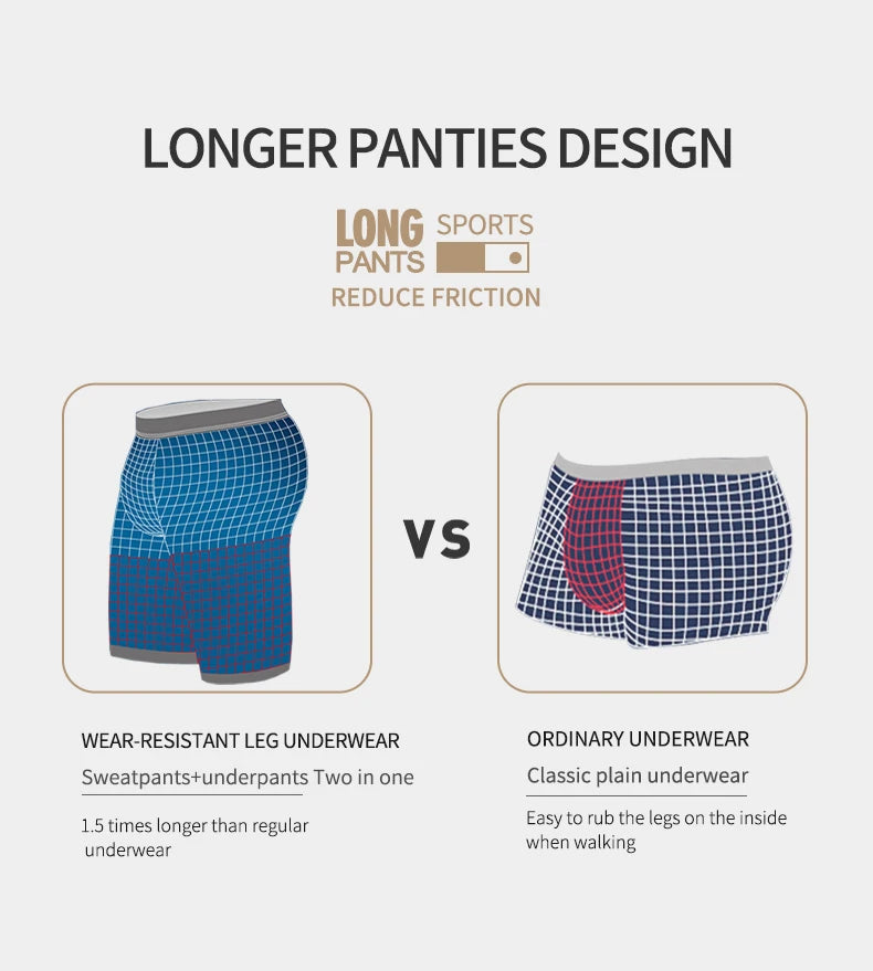 5-Pack of Ice Mesh Sports Underwear for Men, Anti-Wear Leg Running, Five-Point Extended Fitness Anti-Wear Crotch Extended Boxer