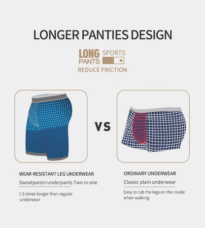 5-Pack of Ice Mesh Sports Underwear for Men, Anti-Wear Leg Running, Five-Point Extended Fitness Anti-Wear Crotch Extended Boxer
