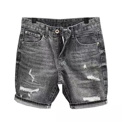 Men's Denim Shorts - Korean Trendy Slim Fit Knee Length Casual Summer Wear