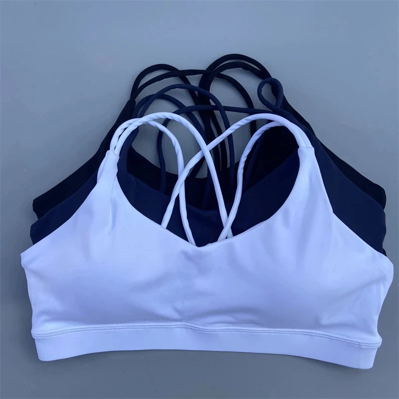 Women Fitness Bra - High Support Cross Back Sports Top With Chest Pad