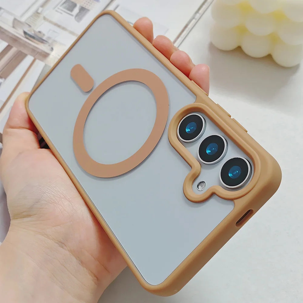 Frosted Magnetic Phone Case for Samsung Galaxy S26 Ultra S25 Edge S24 S23 FE S22 Plus for Magsafe A57 A37 A17 A07 A56 A36 Cover