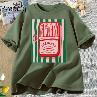 Sardines T-shirt Trend Italy Lovers T Shirt Woman Man Cotton Short Sleeve Harajuku Tshirt Causal Round Neck Womens Clothing