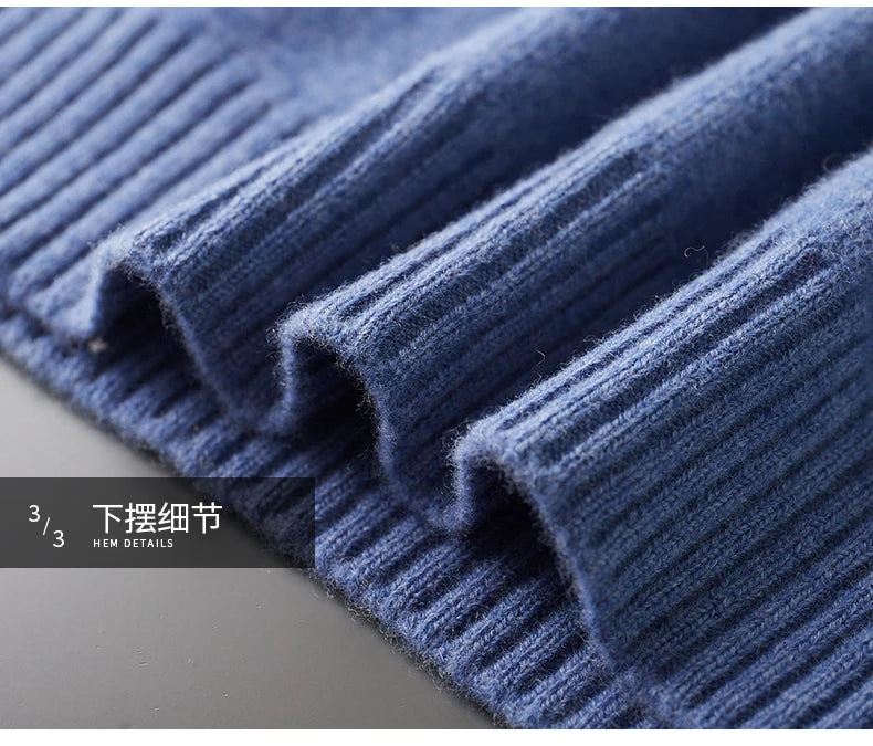 Winter Double Thick Men's Cashmere Sweater With Semi-High Neck High-End Warm Wool Knitted Bottoming Shirt