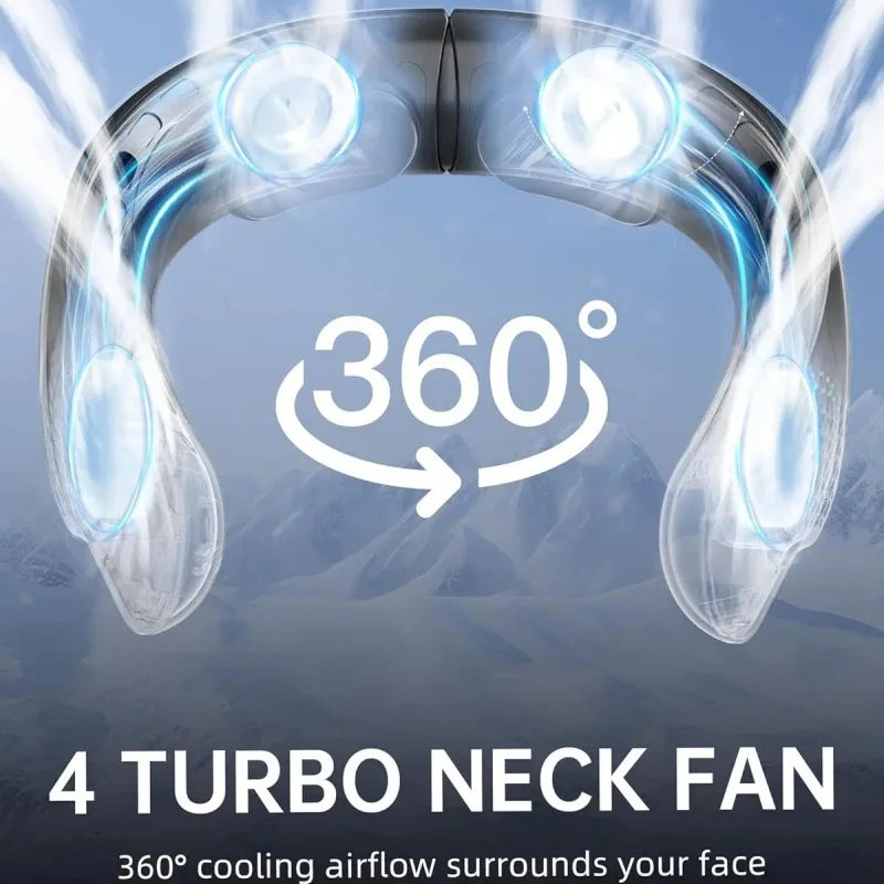 New Quad-Core USB Neck Fan Turbine Vaneless Design Easy Simple Control Carry for Outdoor Portable Portable Summer Gift Wearable
